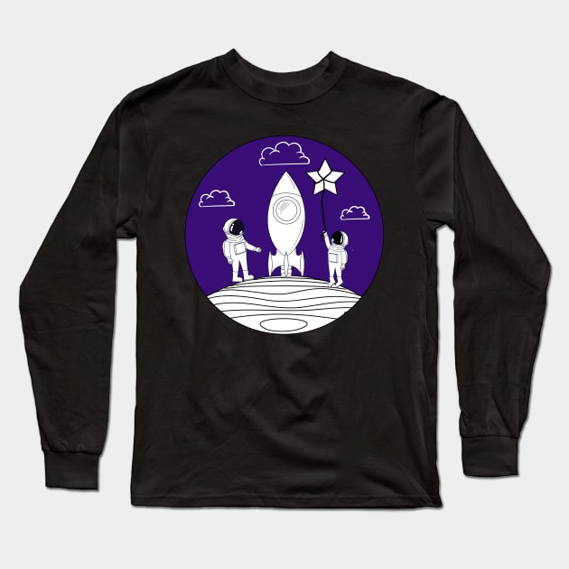 Starship to the moon Long Sleeve T-Shirt by FunnyZone